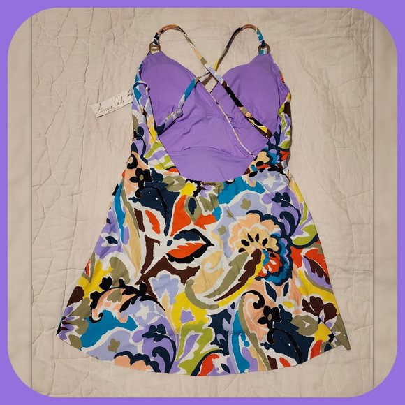 ANNE COLE || Kashmir Paisley Swim Dress (SIZE 10) - Picture 5 of 6